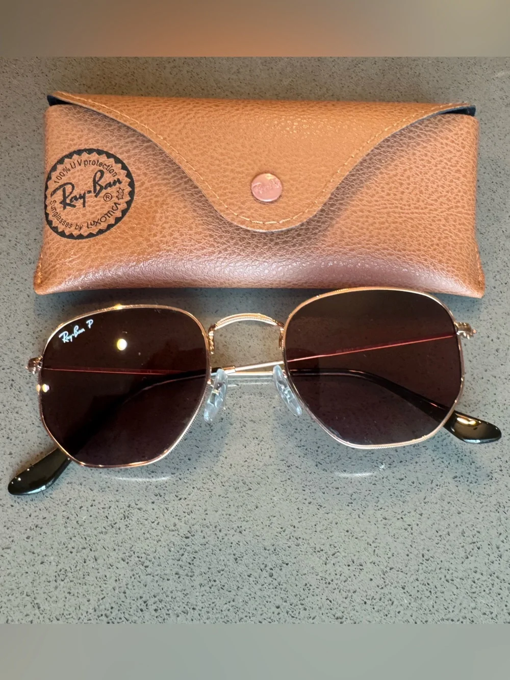 Ray-Ban Copper Frame Sunglasses with Brown/pink Lenses